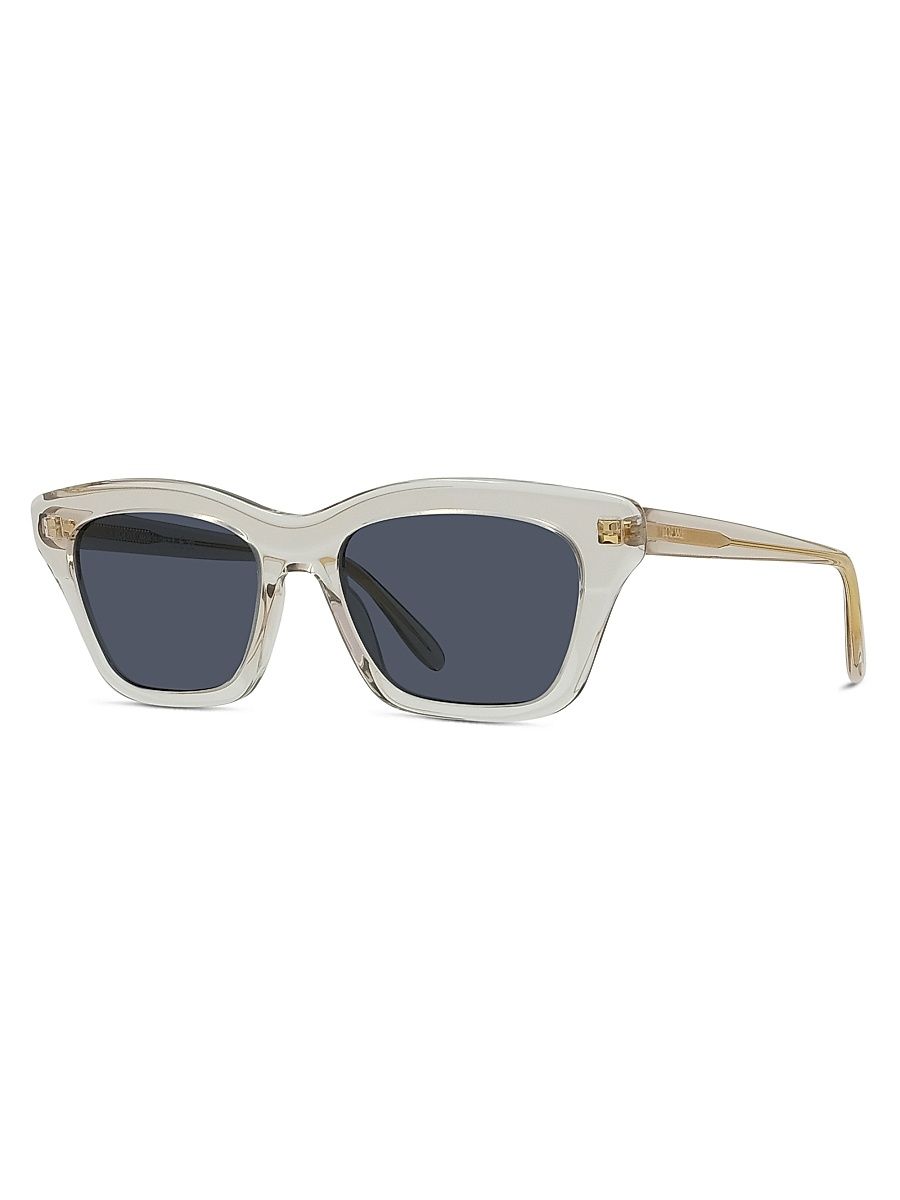 Men's Slim 53MM Geometric Sunglasses - Shiny Beige And Blue
