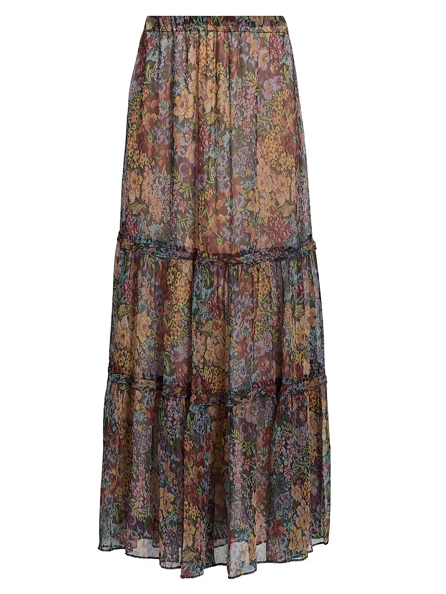 Women's Clea Floral Tiered Maxi Skirt - Size XL