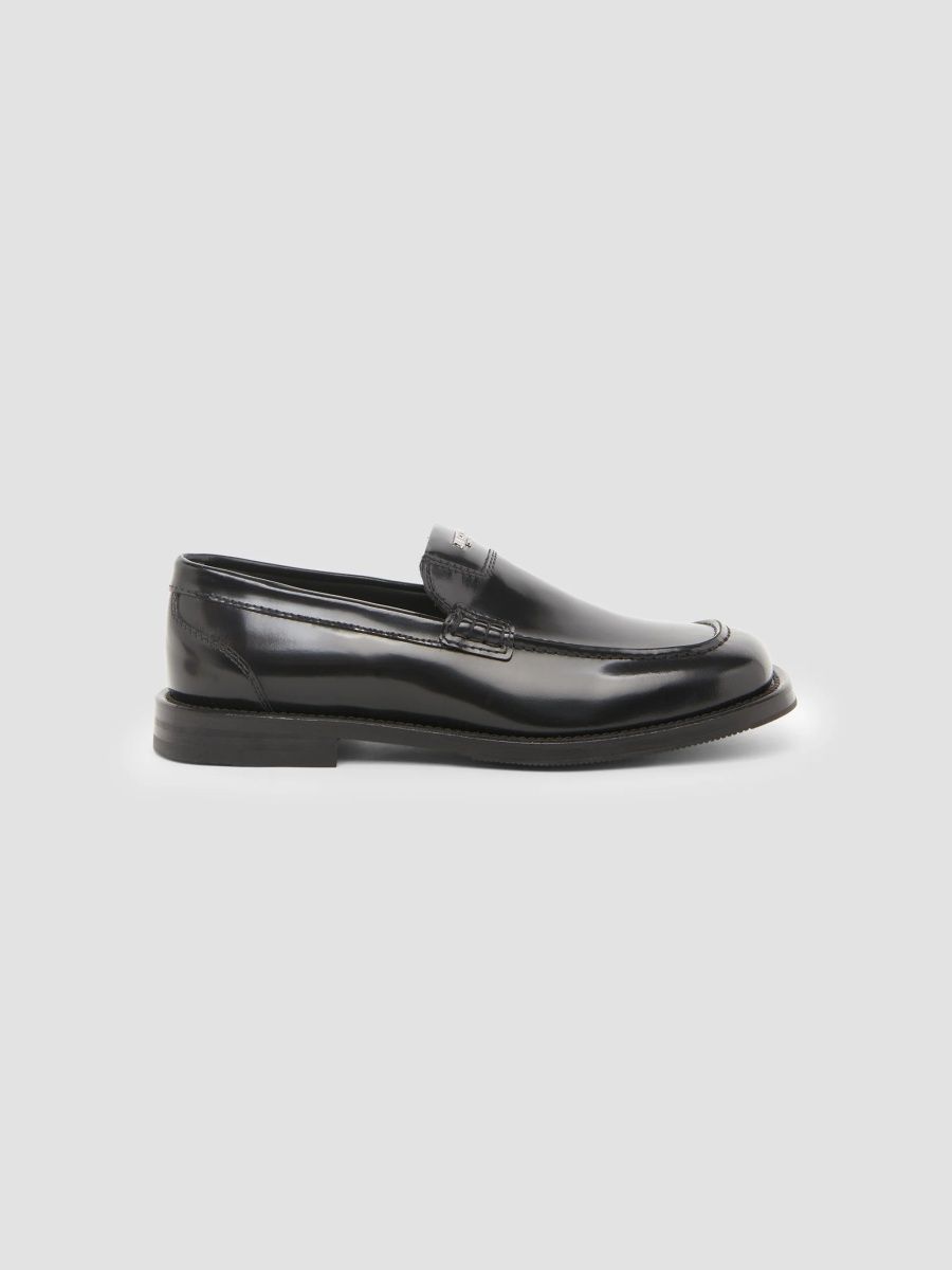 Moschino Men's Logo Leather Loafers - Black - Size 13