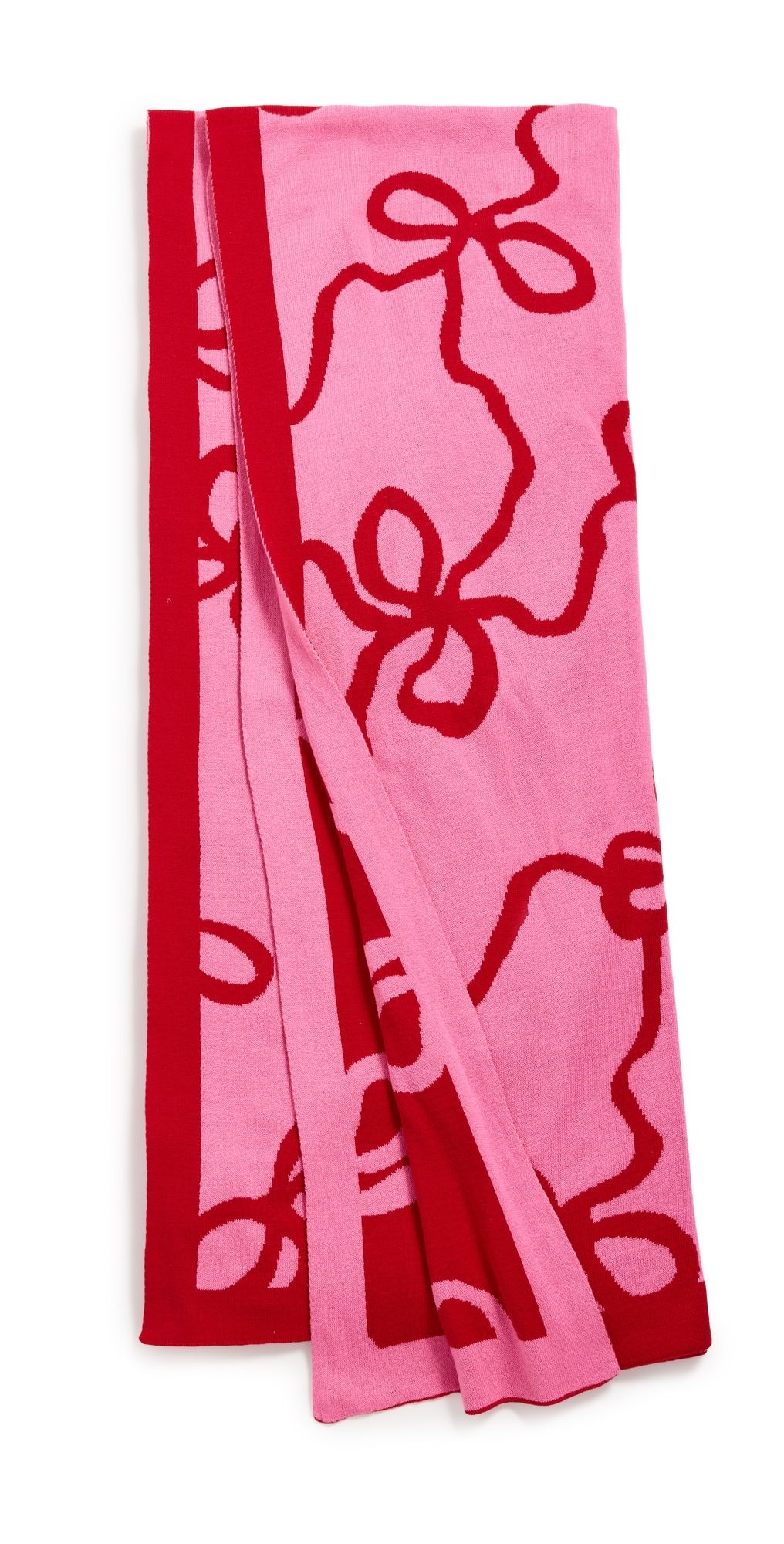 LoveShackFancy Holiday Jacquard Knit Throw Blanket Crimson Candy One Size