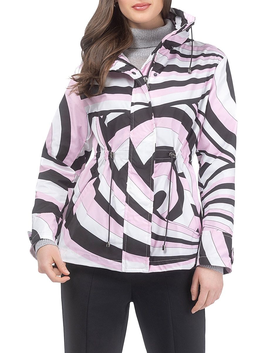 Women's Lightweight Jacket with Concealed Hood - Pink Swirl - Size XL