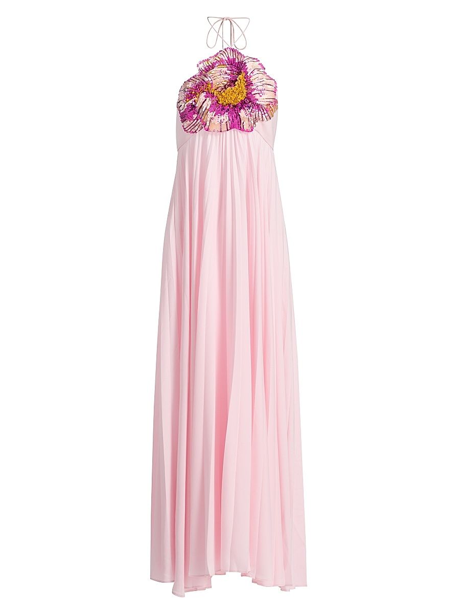Women's Brewood Sequined Floral-Appliqué Maxi Dress - Primrose - Size 12