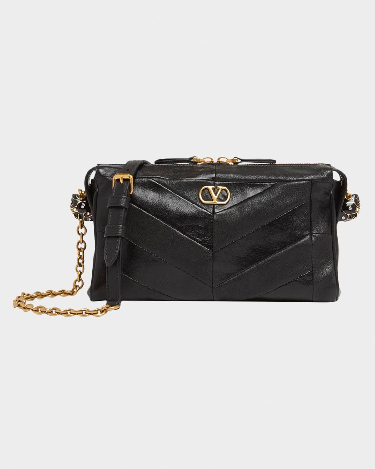 Small Chevron Patchwork Leather Shoulder Bag