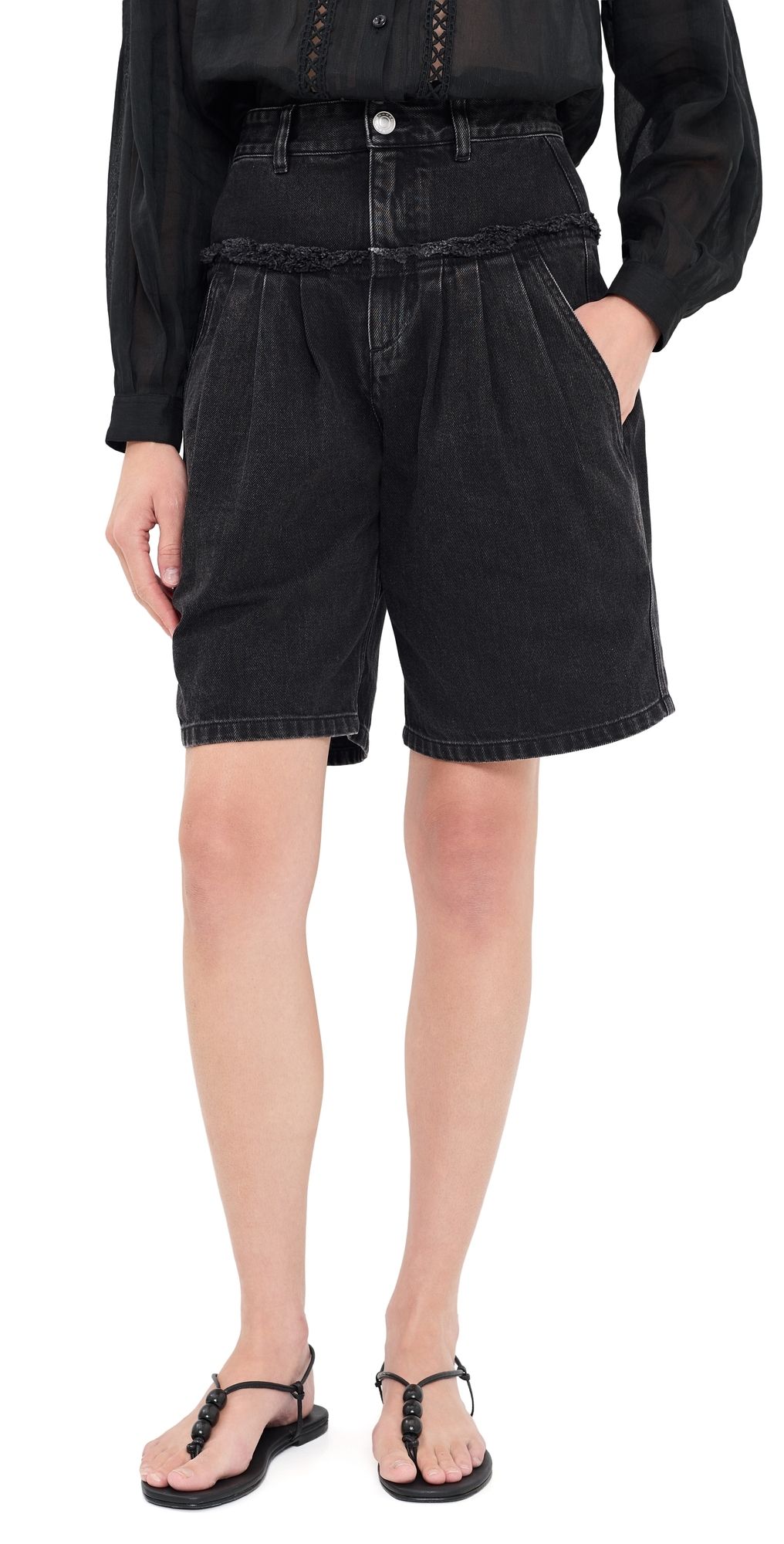 Isabel Marant Étoile Iselle Denim Shorts Faded Black 44