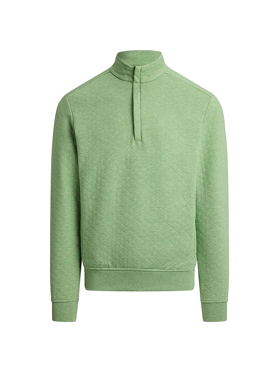 Men's Quilted Double-Knit Quarter-Zip Sweatshirt - Outback Green Heather - Size XXL