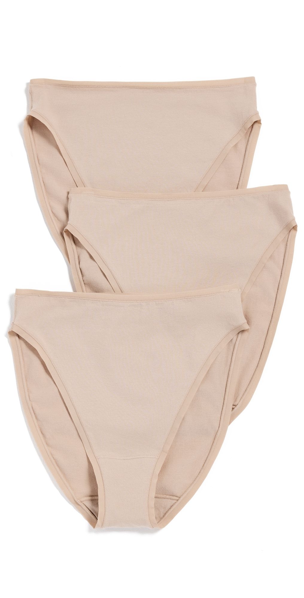 Natori Bliss Bare Cotton High Cut Briefs 3 Pack Café M