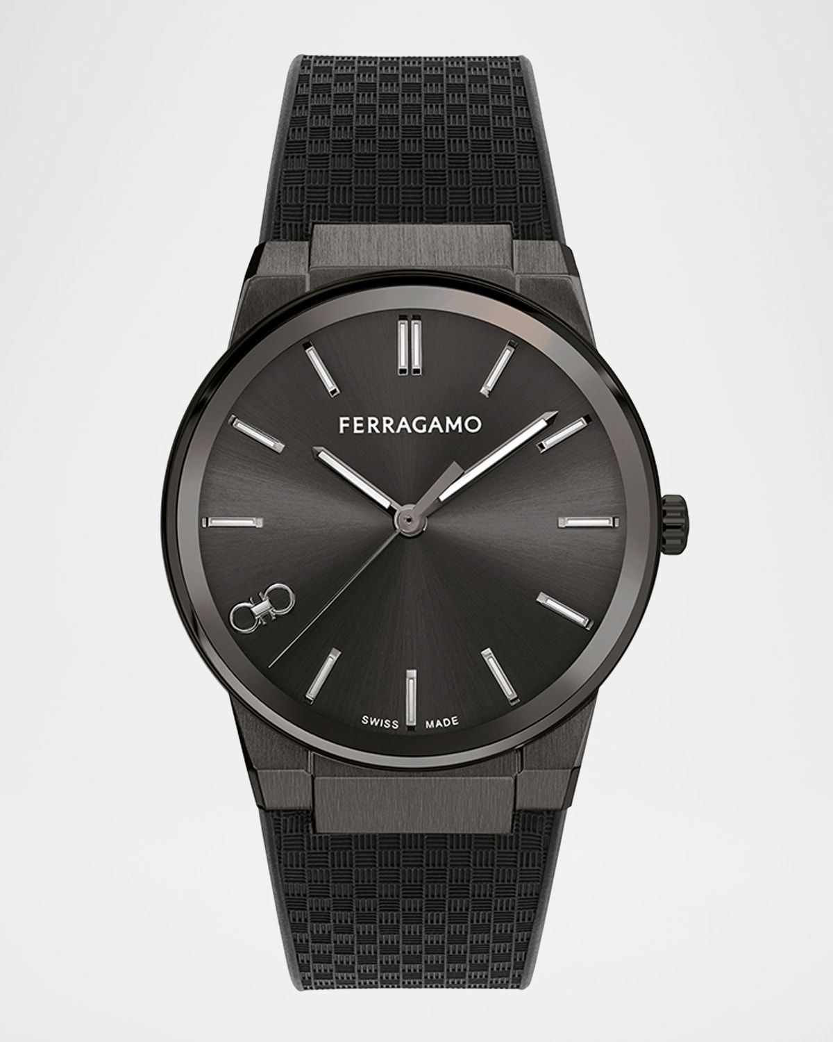 Infinity Sapphire IP Black Rubber-Strap Watch, 41mm