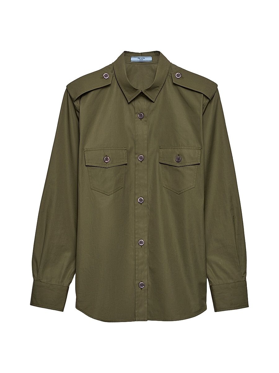 Women's Cotton Poplin Shirt - Green - Size 0