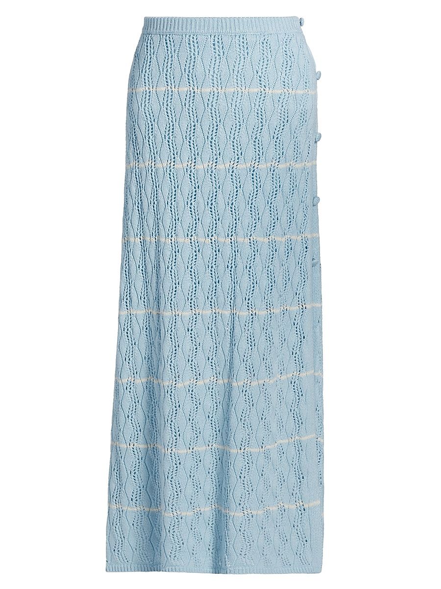 Women's Eliza Knit Midi-Skirt - Pale Sky - Size Medium
