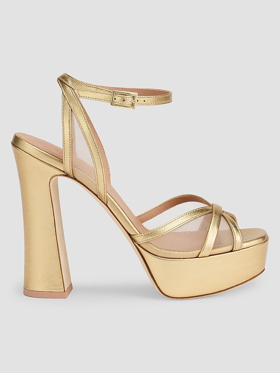 Women's Sylvie 125MM Leather Platform Sandals - Antique Gold Beige - Size 12