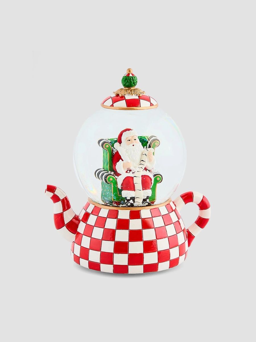 MacKenzie-Childs Check It Out Teapot Snow Globe