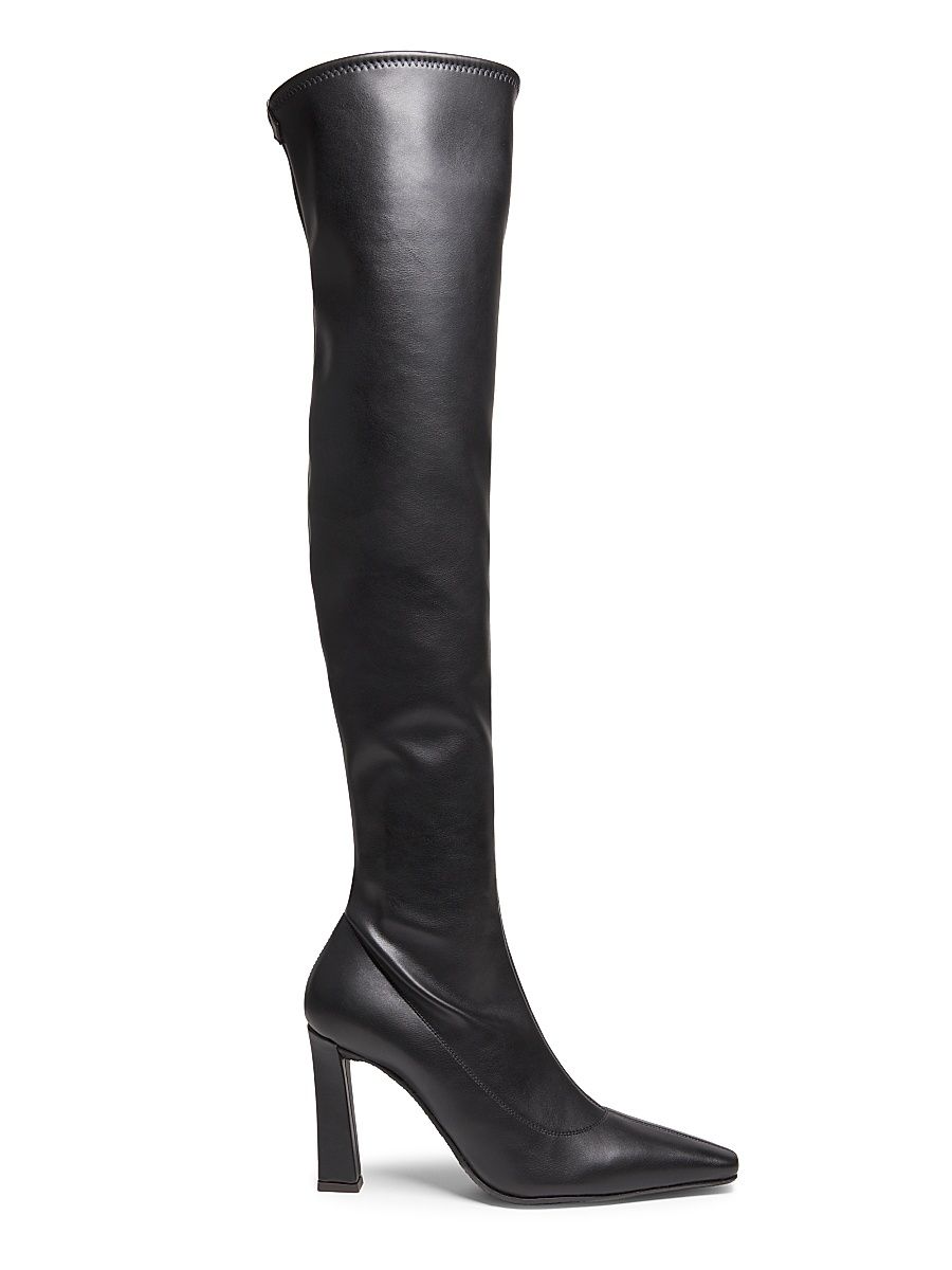 Women's Stretch Leather Over-The-Knee Boots - Nero - Size 5.5