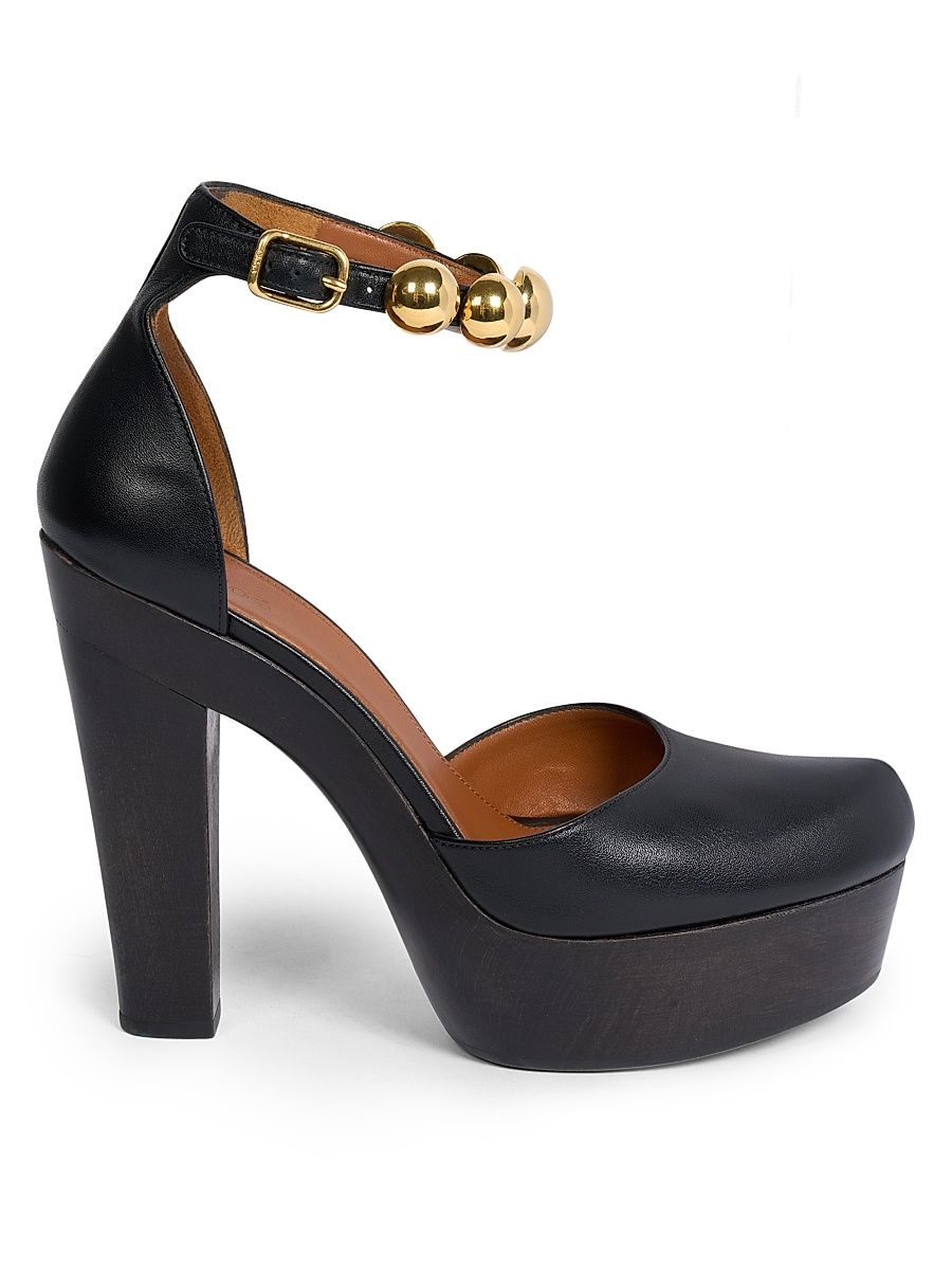 Women's Studded Leather D'Orsay Pumps - Black - Size 9