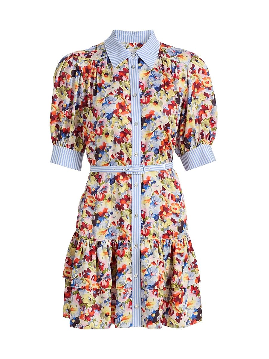 Women's Emry Wildflower Bunch Button-Front Minidress - Gardenia Multi - Size 14