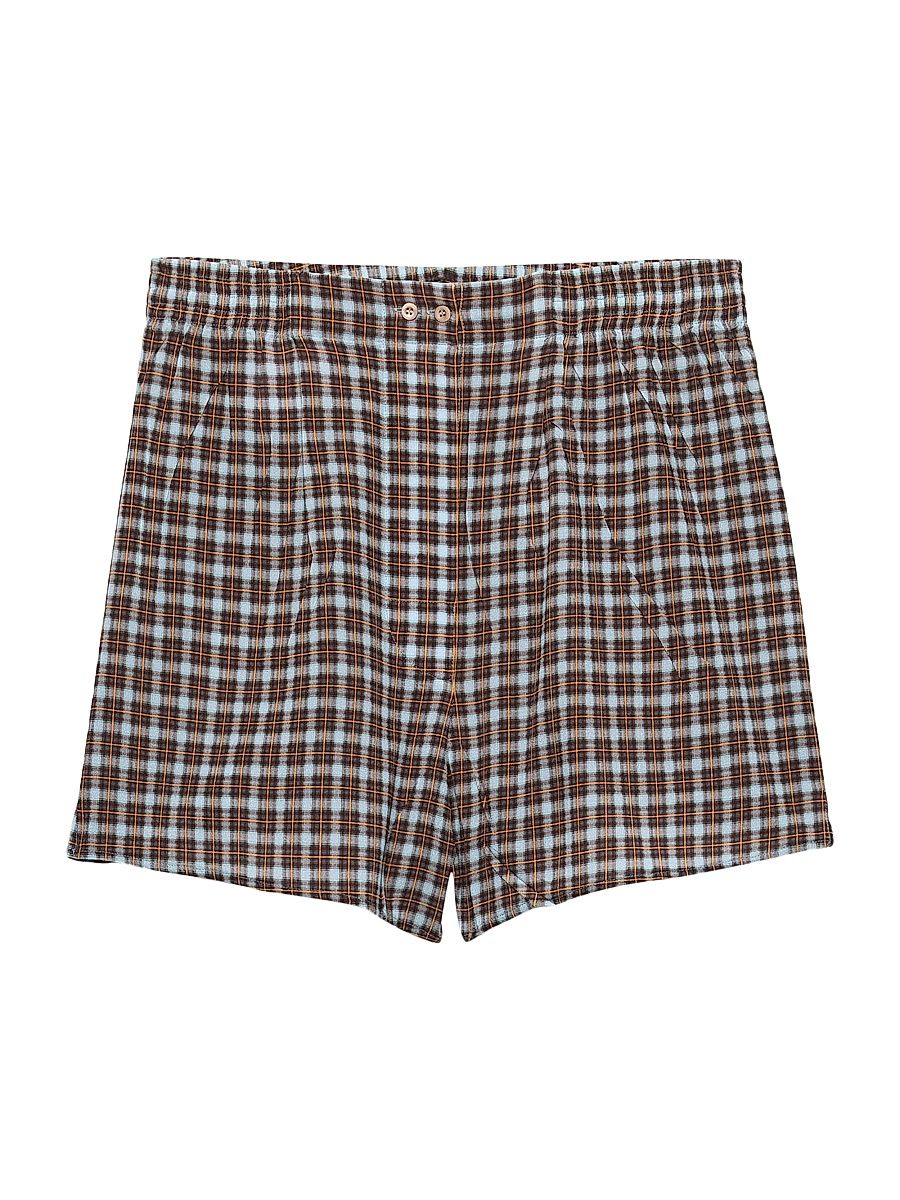 Women's Checked Georgette Shorts - Blue - Size 4