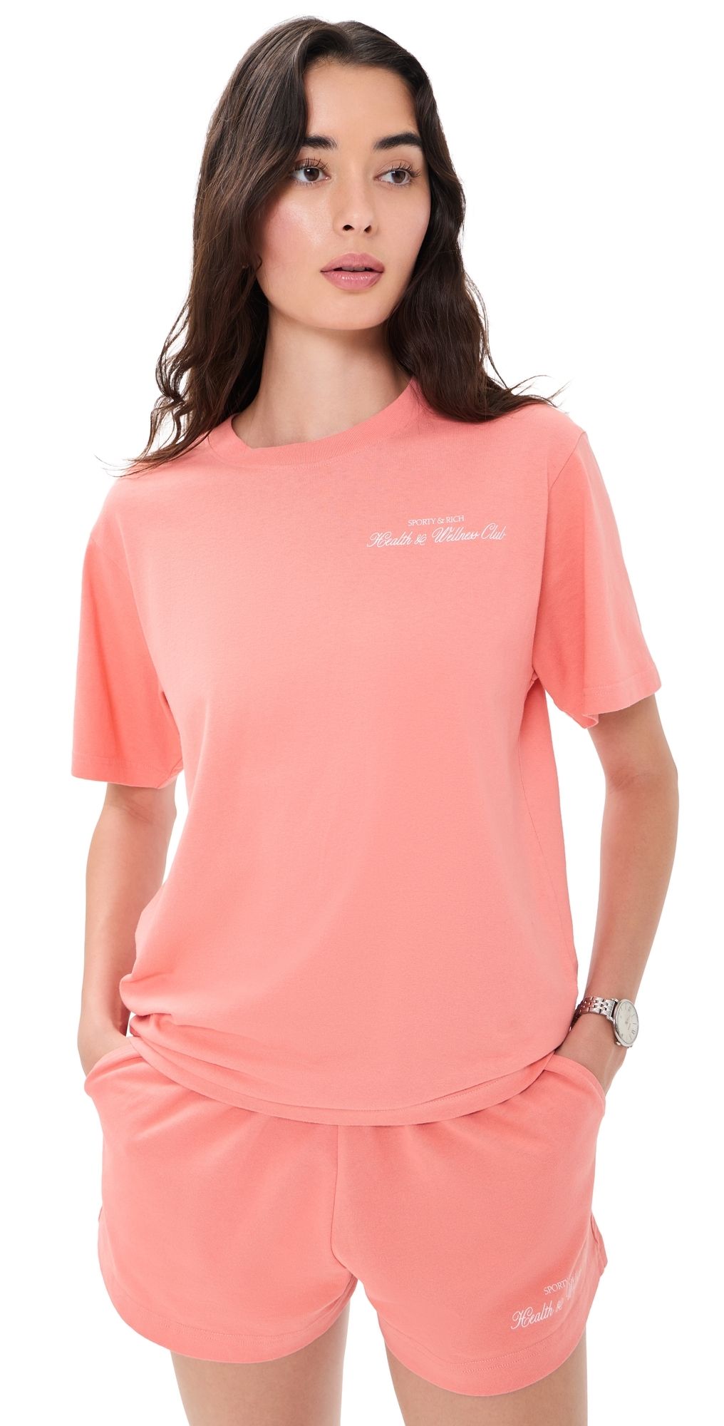 Sporty & Rich Health and Wellness Club T-Shirt Flamingo White S