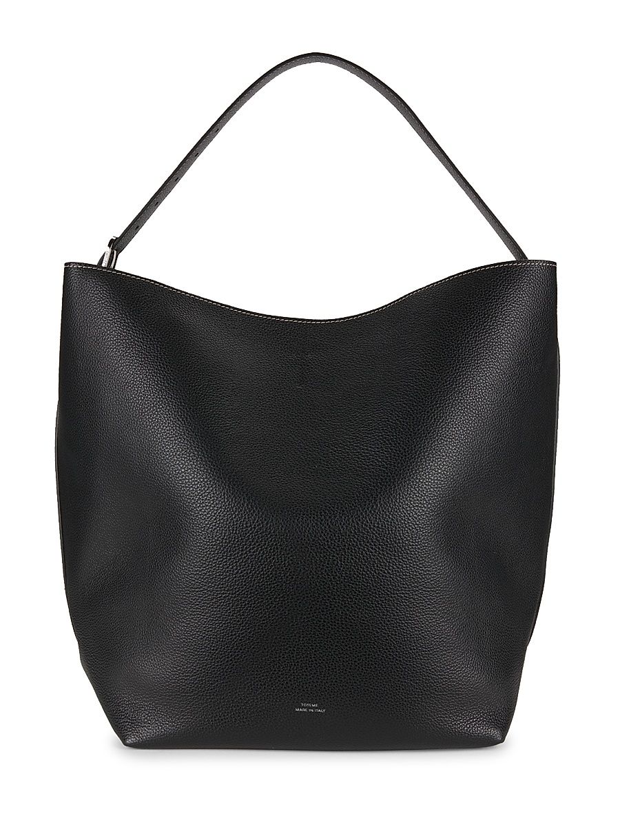 Women's Belted Leather Tote Bag - Black