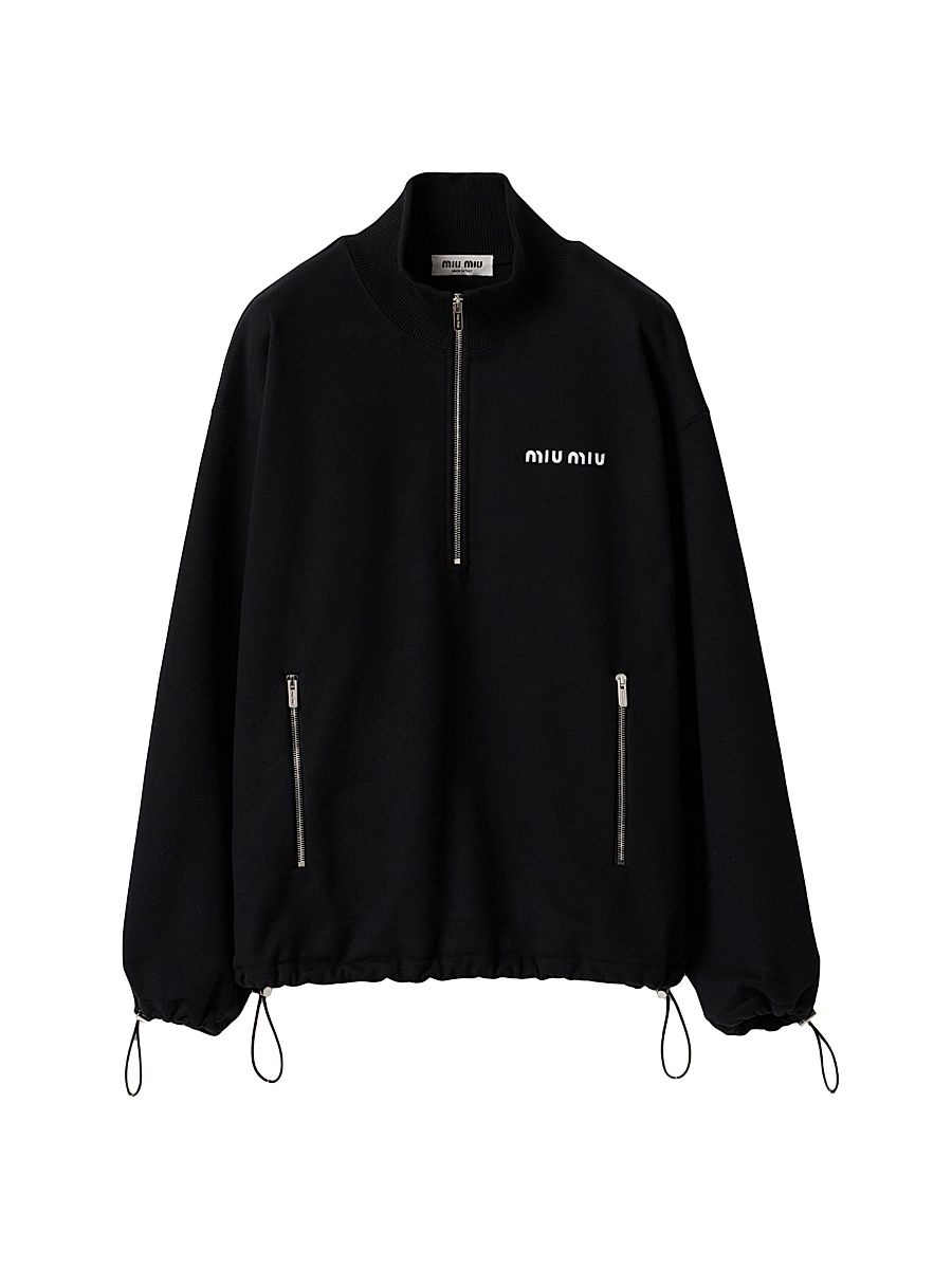 Women's Cotton Fleece Zipper Sweatshirt - Black - Size Large