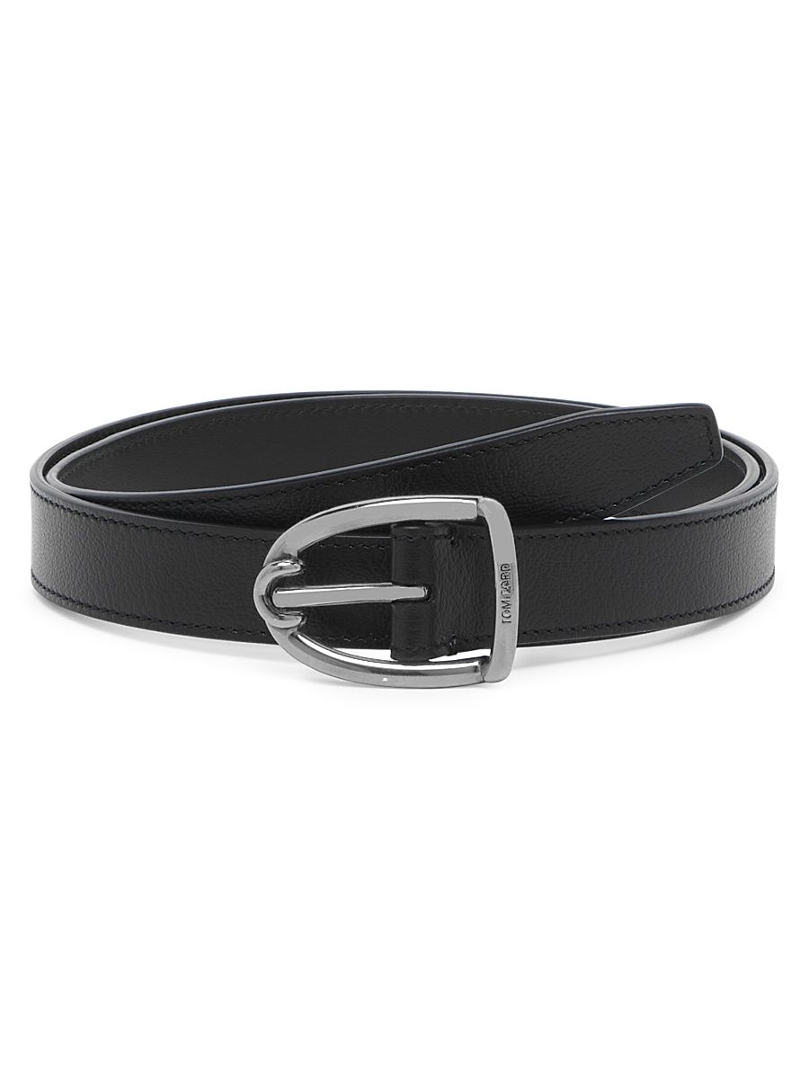 Men's Shiny Angled Buckle Belt - Black - Size 36