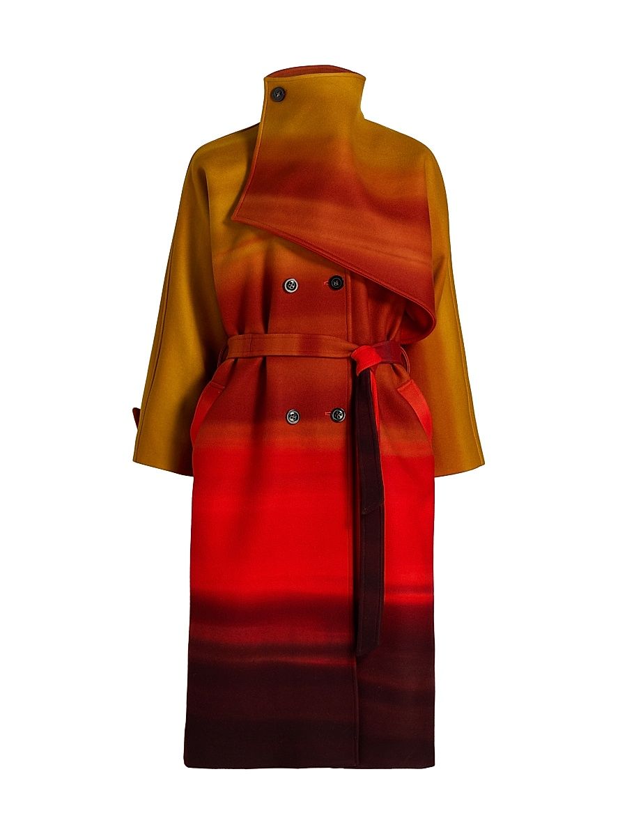 Women's California Sunset New Wave Wool Coat - Orange Multi - Size XS