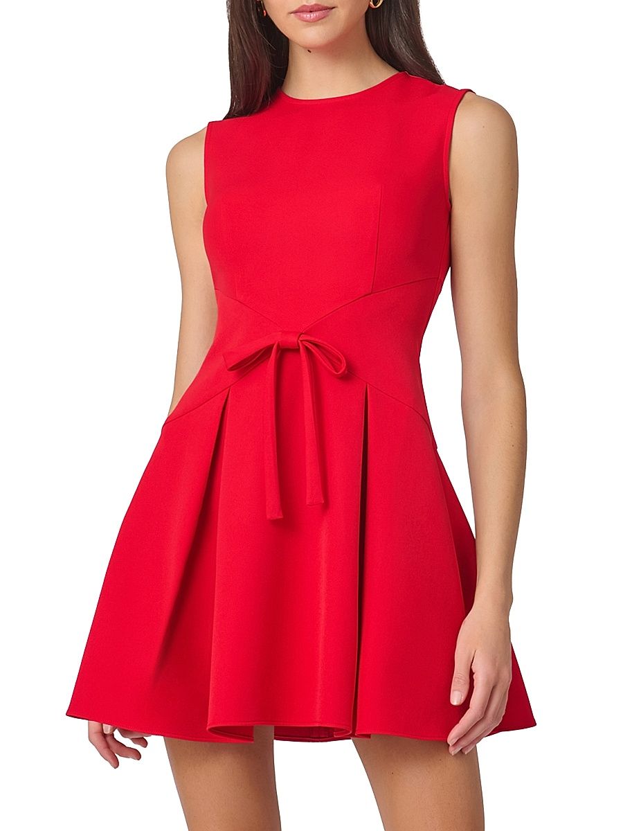 Shoshanna Women's Hattie Crepe Minidress - Cherry - Size 14