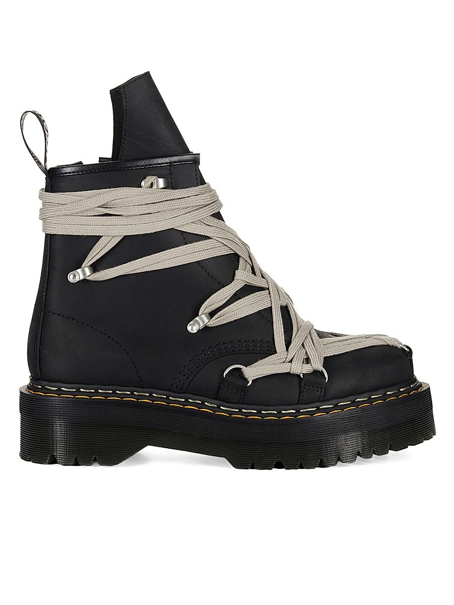 Women's Dr. Martens x Rick Owens 1460 Quad-Sole Megalace Leather Boots - Black - Size 4