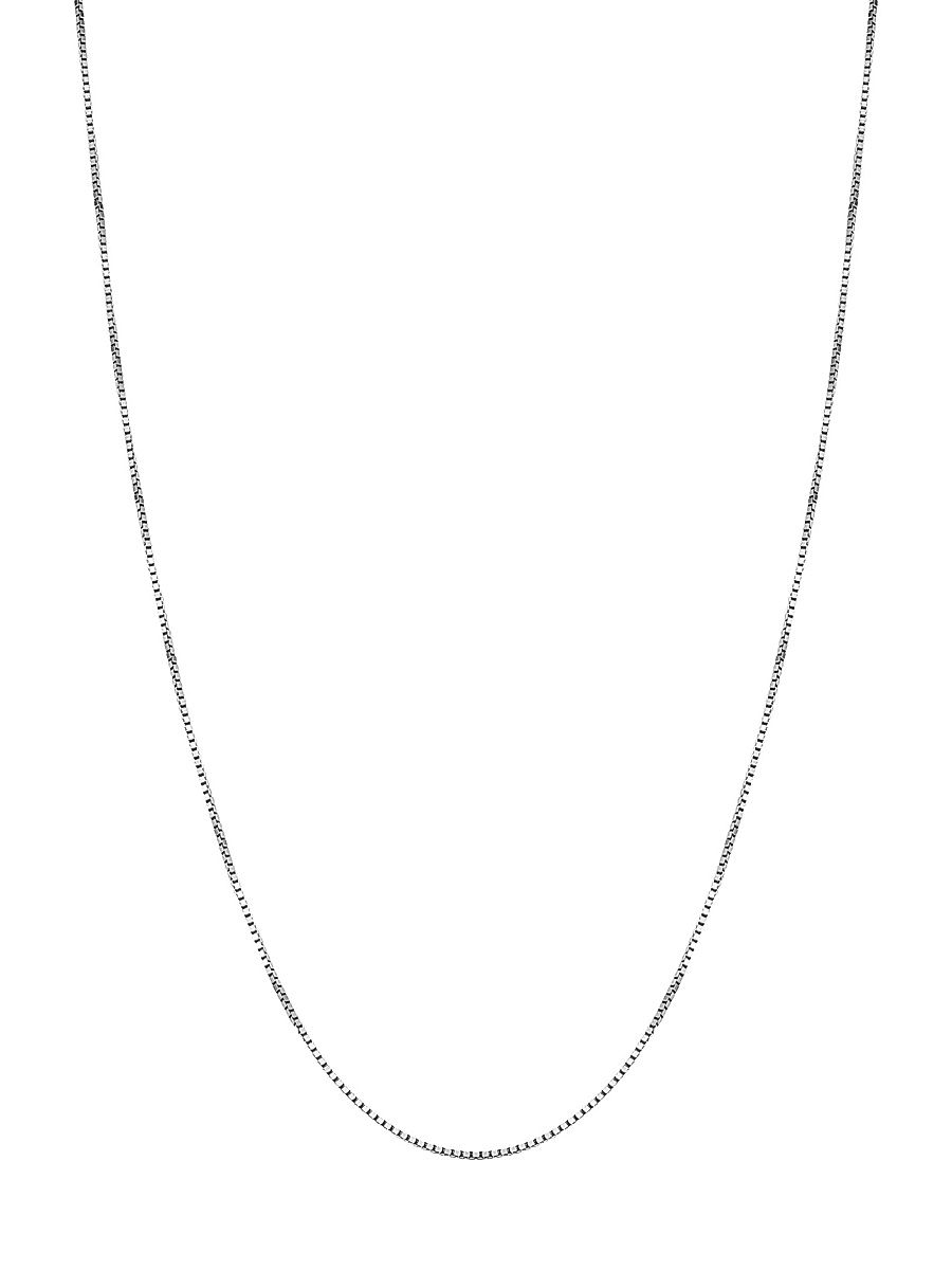 Women's 14K White Solid Gold Bodega Box Chain - White Gold - Size 24