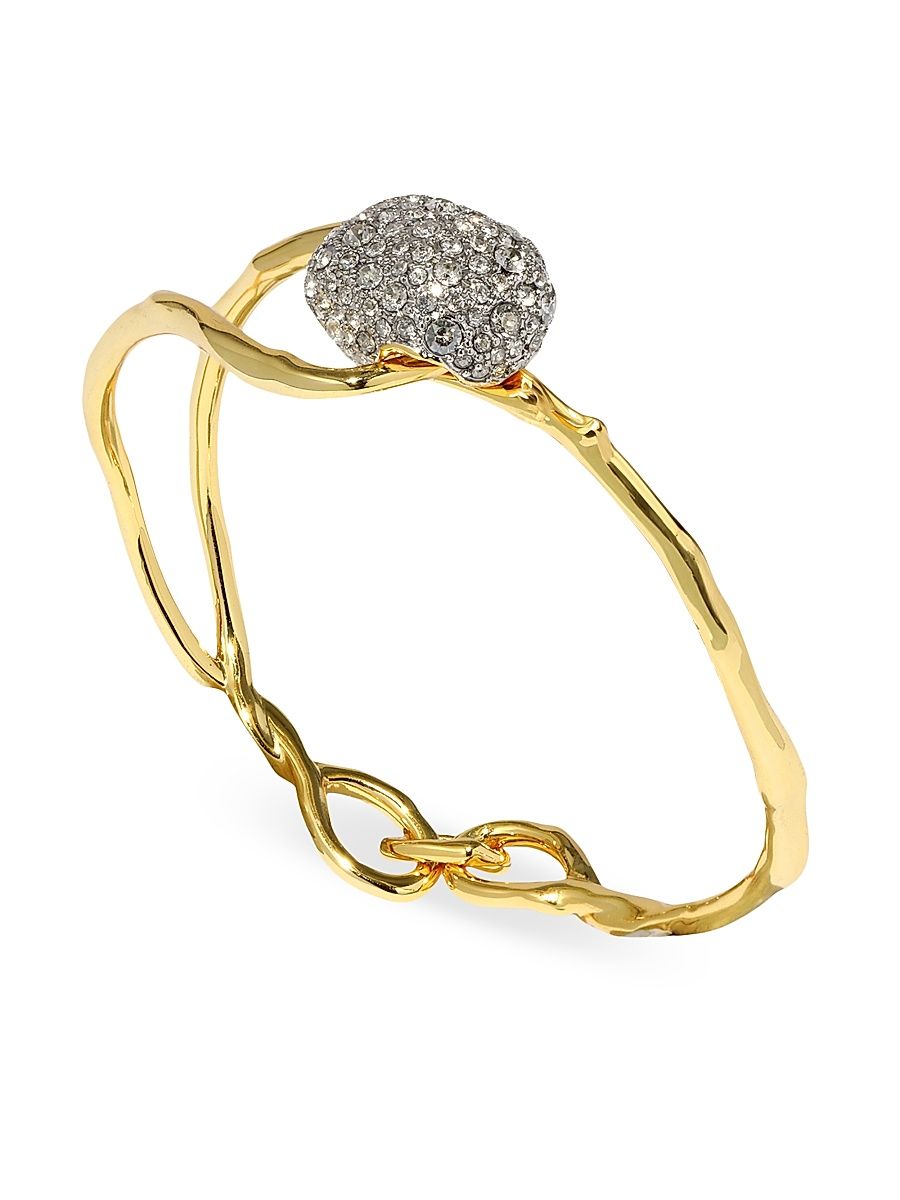 Women's Solanales 14K-Gold-Plated, Rhodium-Plated & Crystal Bangle - Crystal