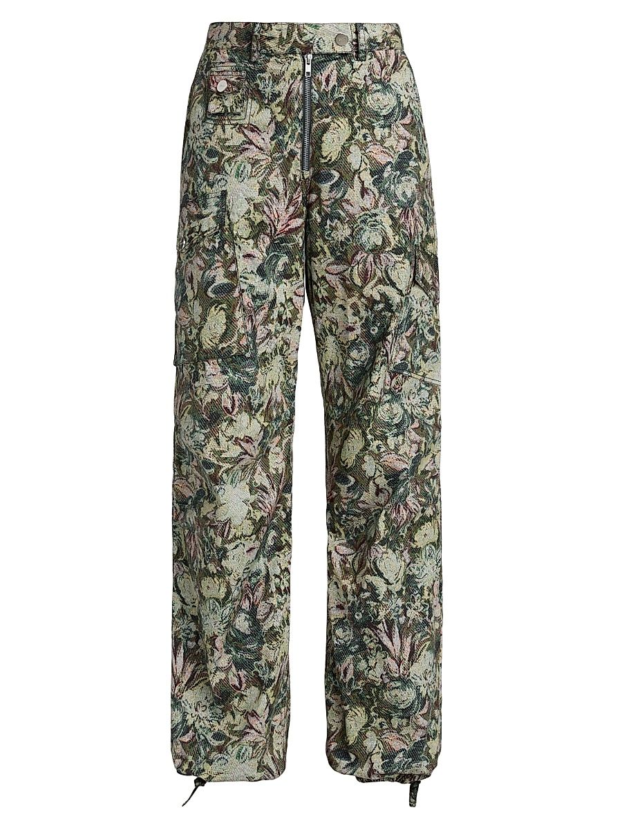 Women's Floral Stretch Cotton Pants - Multicolour - Size 14