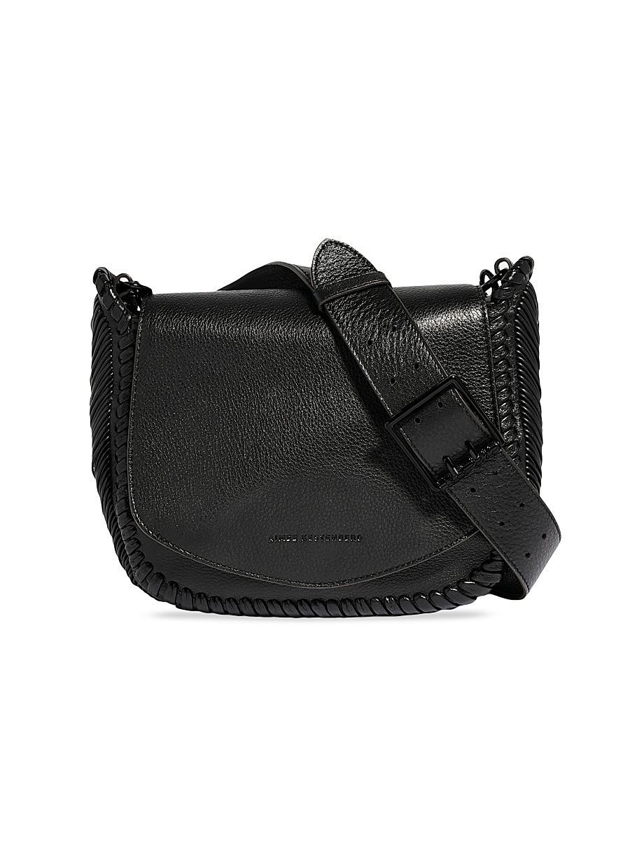 Women's All For Love Leather Saddle Crossbody Bag - Shiny Black