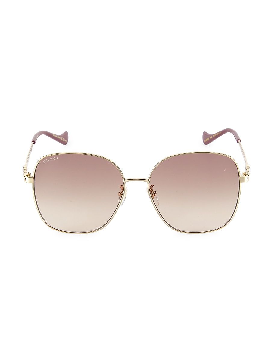 Women's Cut Out 61MM Square Sunglasses - Gold