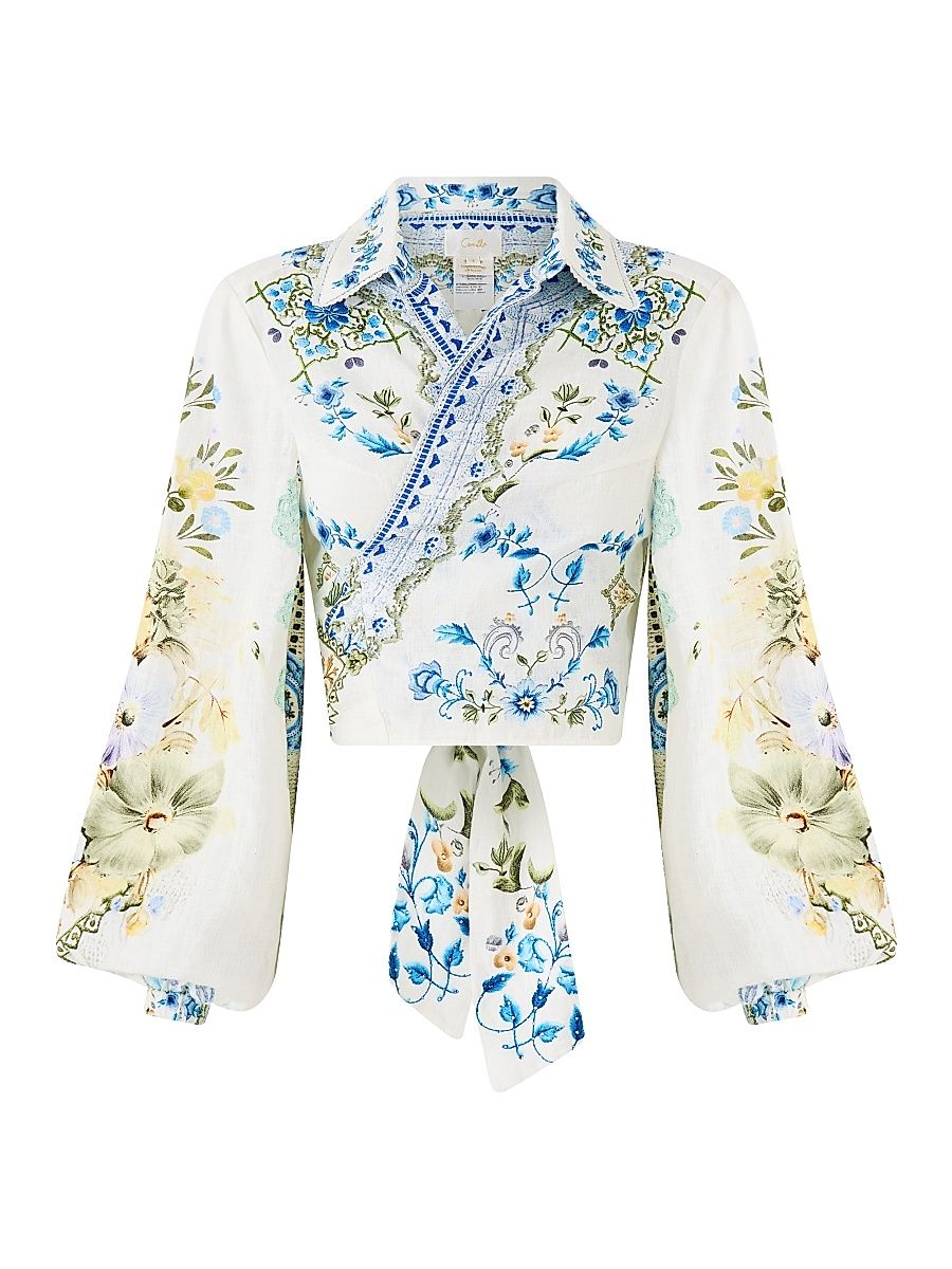 Women's My Homespun Heart Linen Wrap Crop Shirt - My Homespun Heart - Size Medium