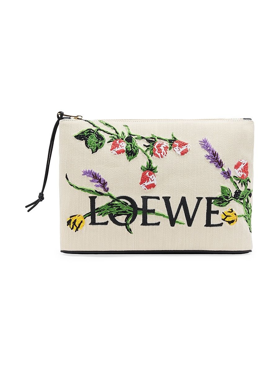 Women's LOEWE x Paula's Ibiza Oblong Floral Pouch - Ecru