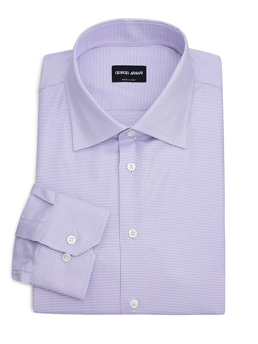 Men's Houndstooth Dress Shirt - Lavender - Size 44