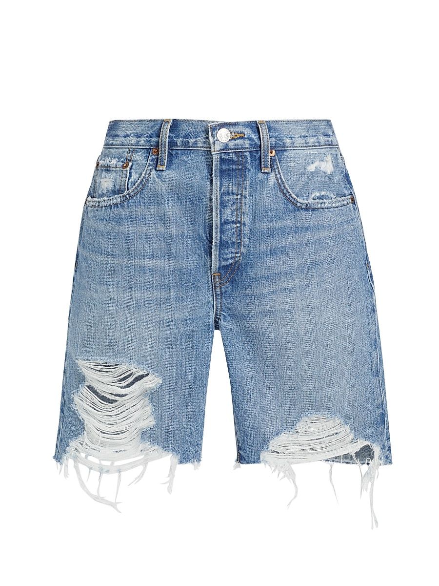 Women's Distressed Denim Bermuda Shorts - Minerva Destroy - Size 26