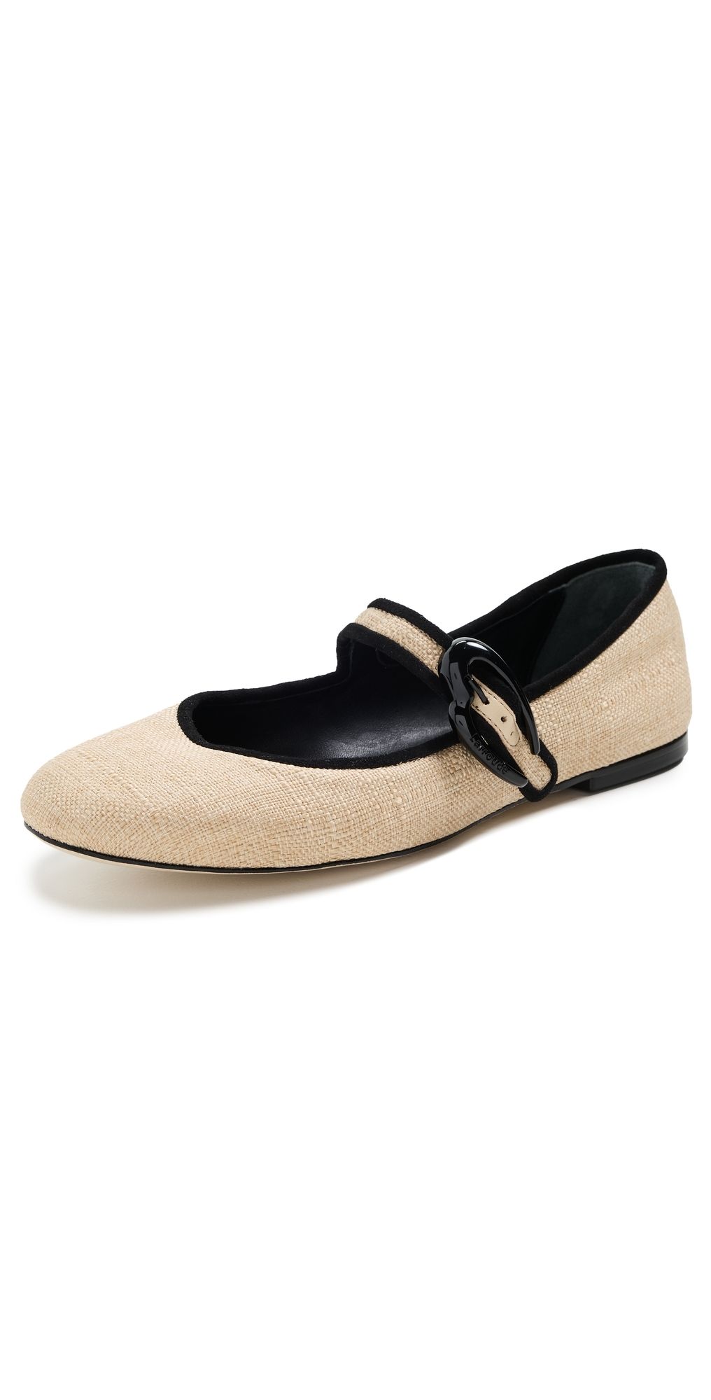 Larroudé Verona Ballet Flats Beige/Black 8.5