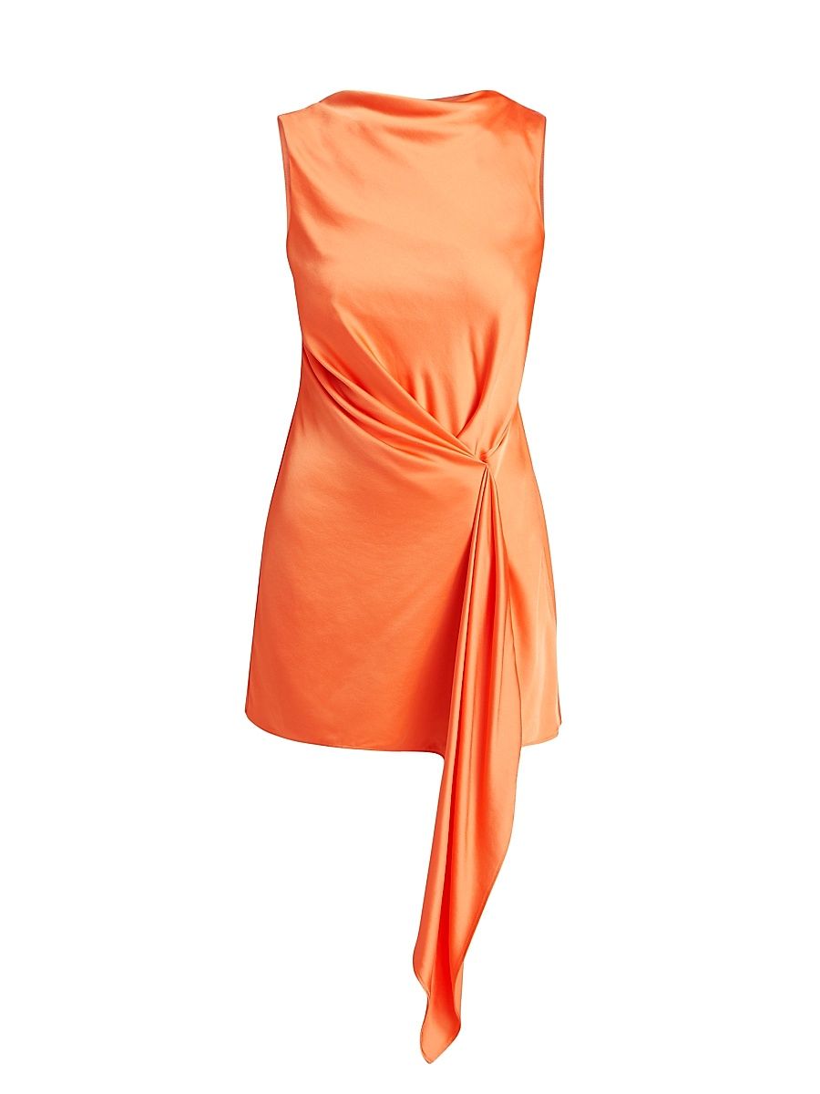 Women's Alyssa Satin Asymmetric Minidress - Mango - Size 10