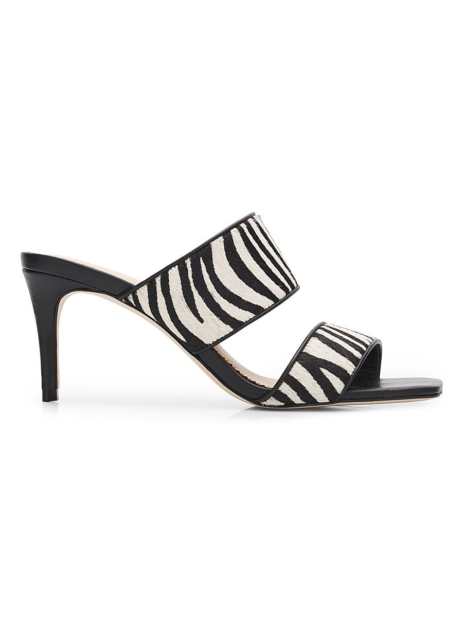 Women's Sutton 70MM Haircalf Slip-On Sandals - Black Ivory - Size 11