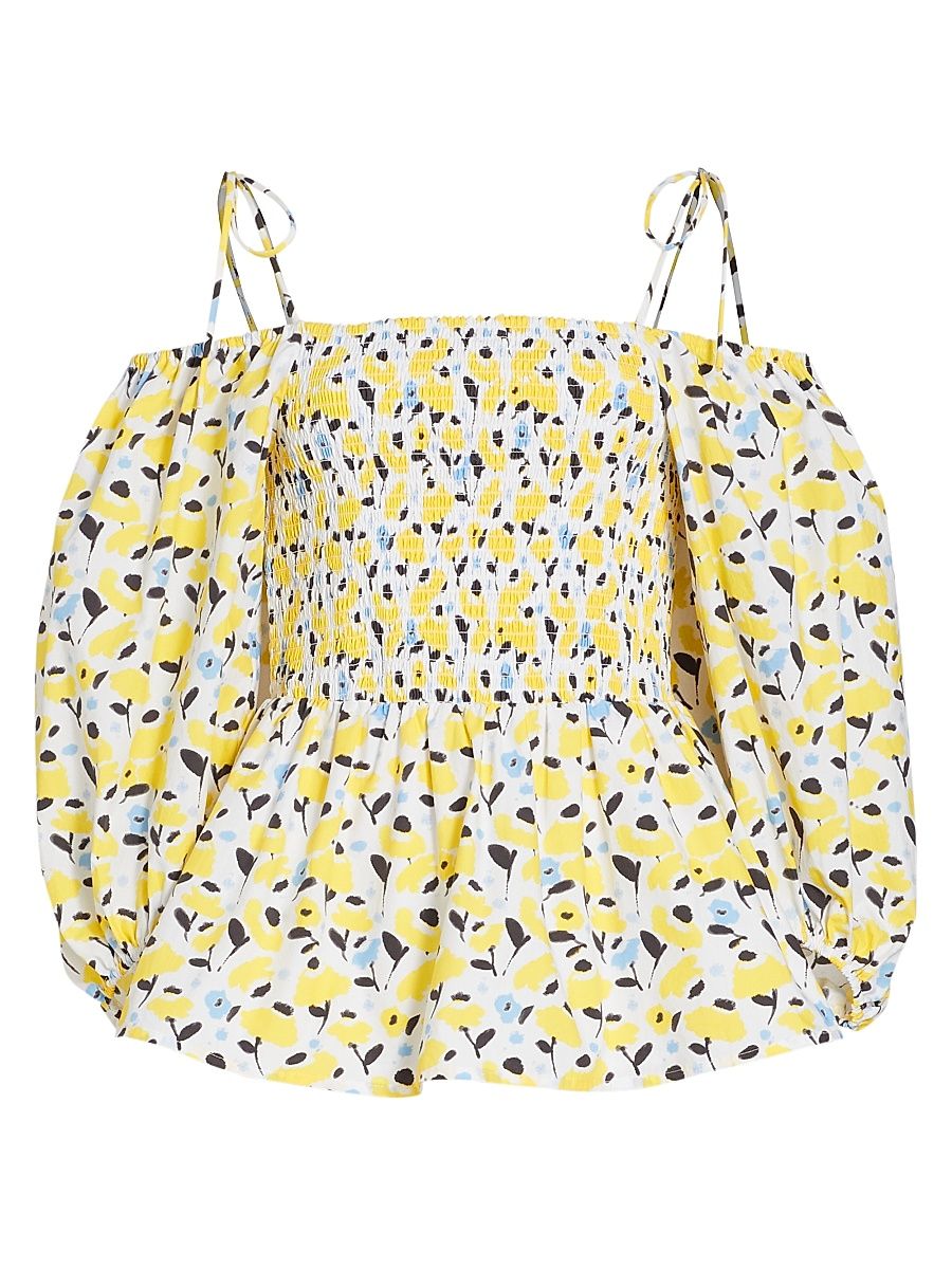 Women's Valerie Peplum Blouse - Poppy Fields Optic White Multi - Size Small