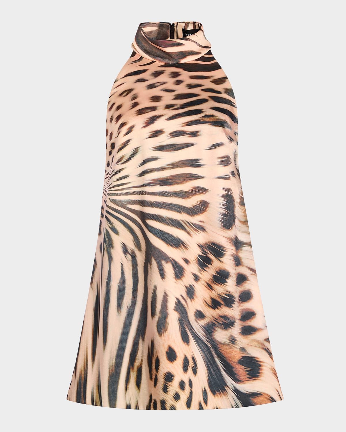 Glindy Animal Print High-Neck Mini Dress