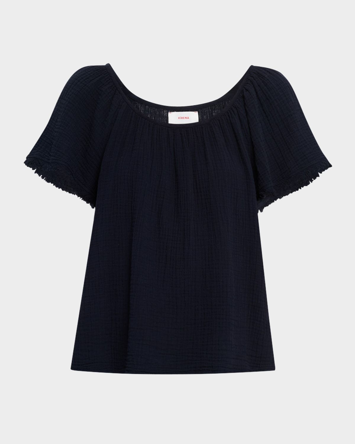 Macie Fringe-Trim Cotton Gauze Top