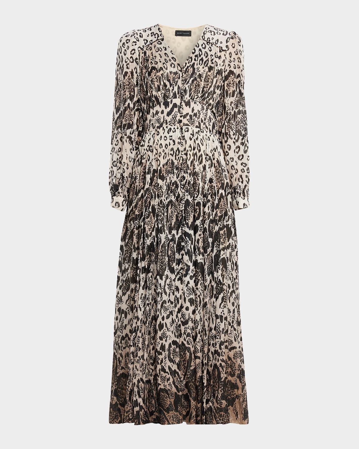 The Alba Metallic Animal-Print Silk Midi Dress