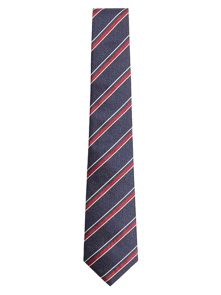 Men's Valentie Jacquard Regimental Silk Tie - Navy Red