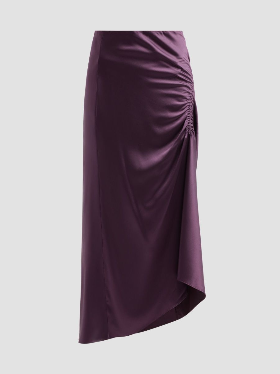 Veronica Beard Women's Felecia Silk-Blend Draped Midi Skirt - Dark Eggplant - Size 16