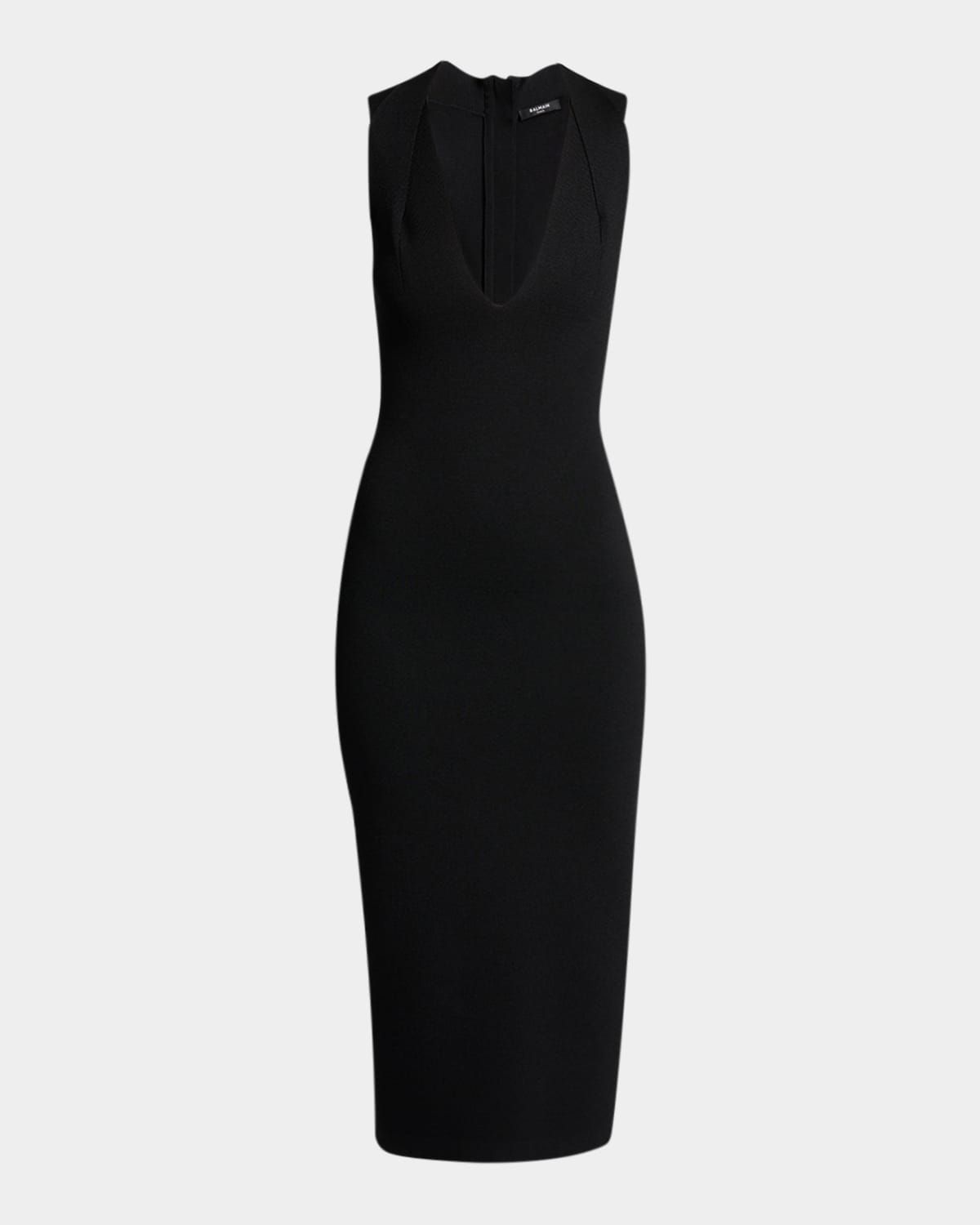 Plunging Crossover Strap Knit Midi Dress