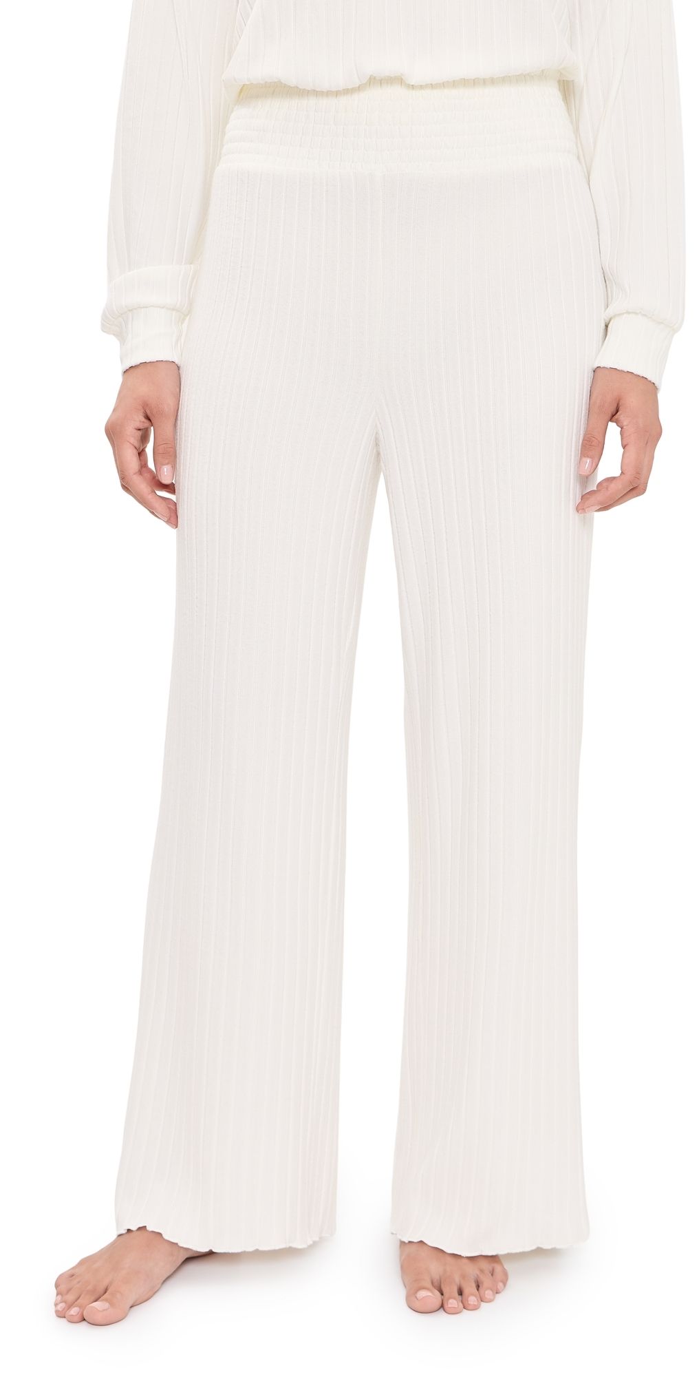 Z Supply Dawn Smocked Rib Pants Bone XS