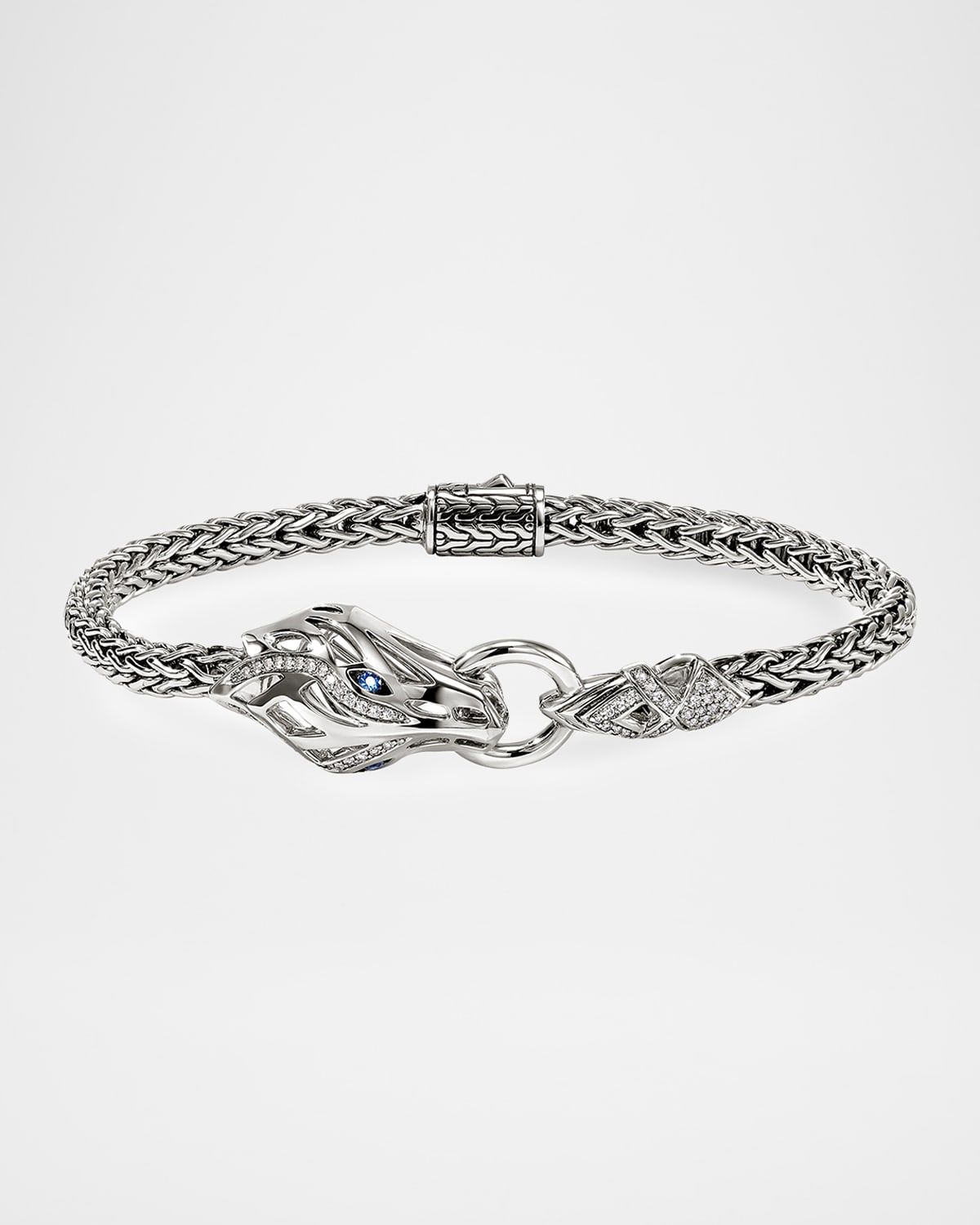 Naga Sterling Silver Chain Bracelet with Diamonds and Sapphires, 4.4mm