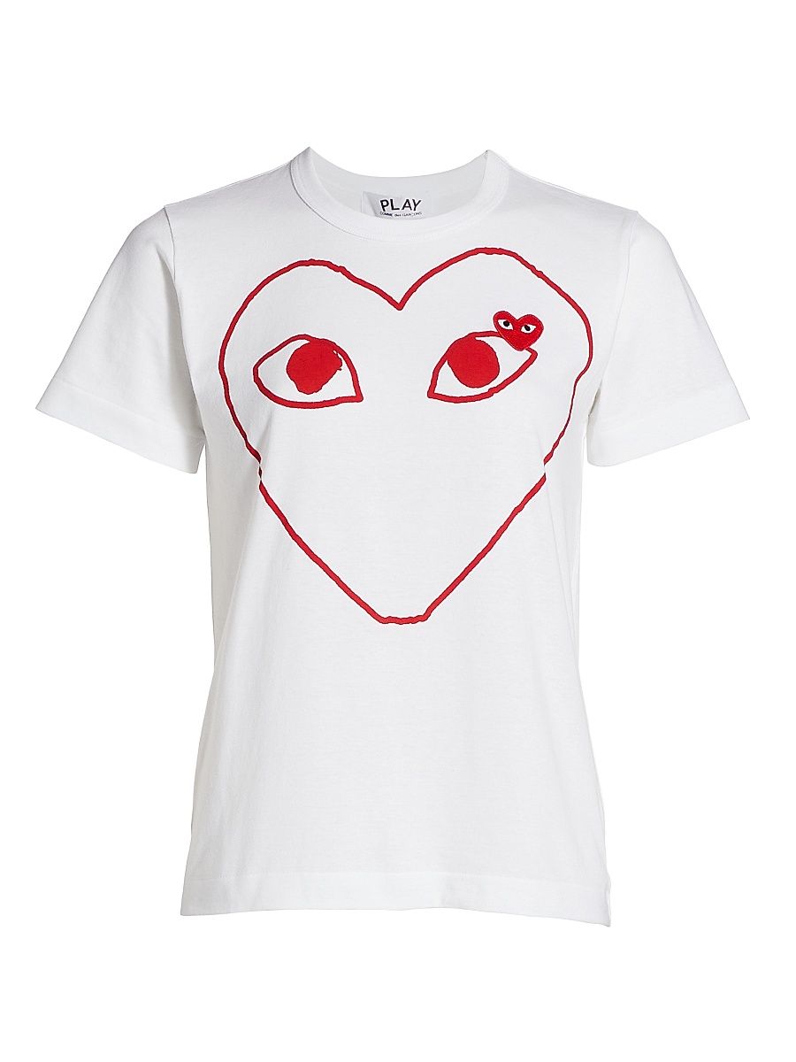 Women's Large Heart Graphic T-Shirt - White - Size Large