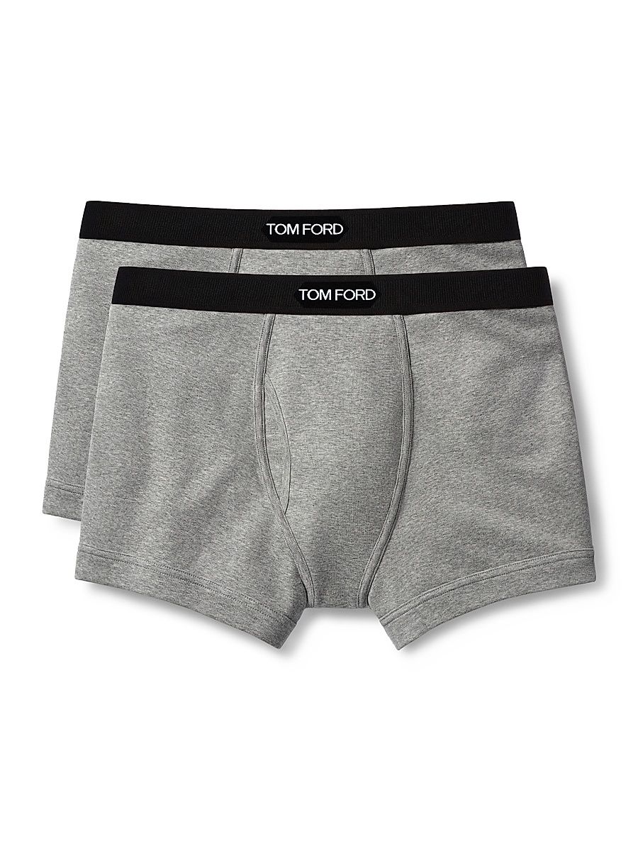 Men's 2-Pack Stretch-Cotton Logo Boxer Briefs - Grey - Size Small