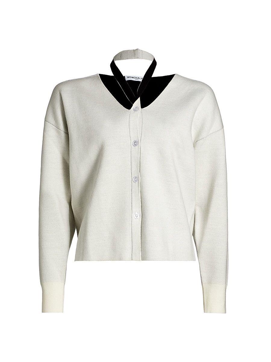 Women's Marlo Crewneck Cardigan - White - Size Small